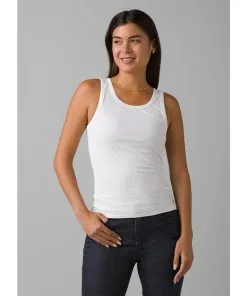 Prana Women's Foundation Rib Tank -Outlet Sneakers Store 1971001 WHITE 1