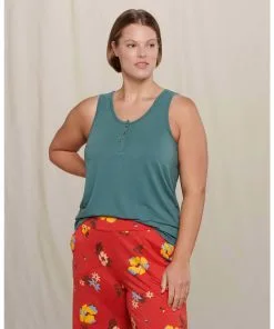 Toad&Co Women's Piru Henley Tank -Outlet Sneakers Store T1002107 SILVER PINE 1