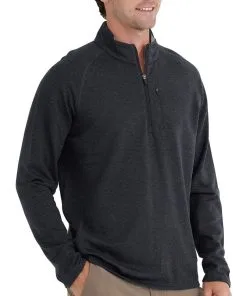 Free Fly Apparel Men's Bamboo Heritage Fleece Quarter Zip -Outlet Sneakers Store heritage fleece quarter zip heather black men top 1