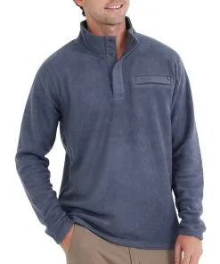 Free Fly Apparel Men's Bamboo Polar Fleece Snap Pullover -Outlet Sneakers Store polar fleece snap pullover indigo men top 1
