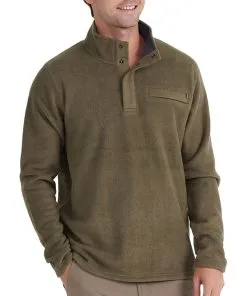 Free Fly Apparel Men's Bamboo Polar Fleece Snap Pullover -Outlet Sneakers Store polar fleece snap pullover military green men top 1